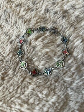 Multicolor Peace Sign Link Bracelet - Women Jewelry